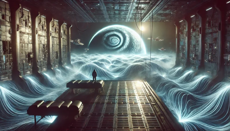 惑星ソラリスの軌道上に浮かぶ宇宙ステーションと、生きているかのように脈動する不思議な海の表面を捉えた幻想的なSFビジュアル