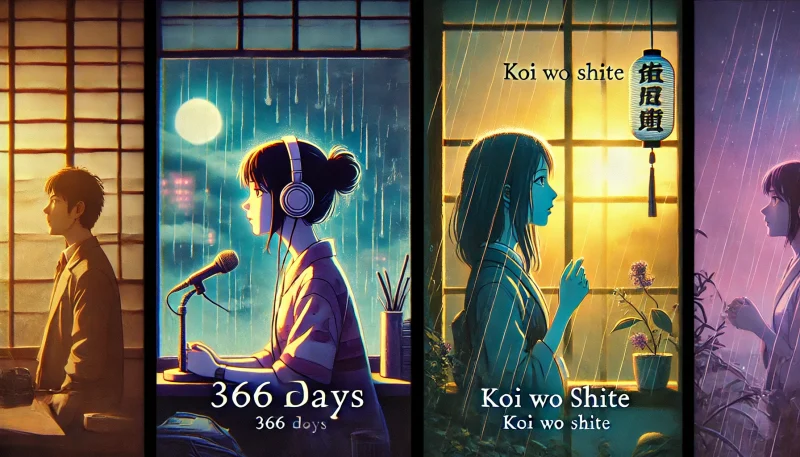 「366日」の切ない失恋と、「恋をして」の希望に満ちた愛の始まりを対比する二人の女性を通して、異なる主題歌の世界観を表現したビジュアル