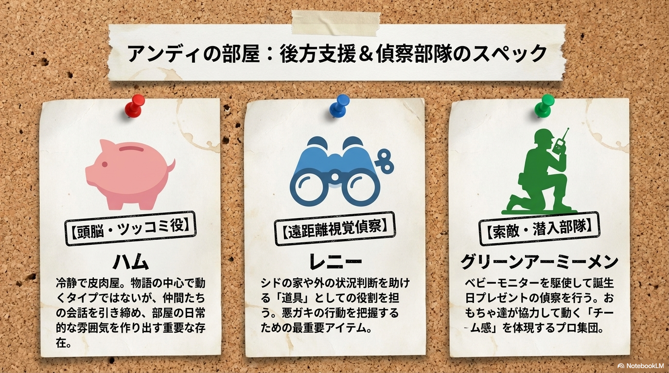 トイストーリーのブタの名前やレニーなど仲間のおもちゃ