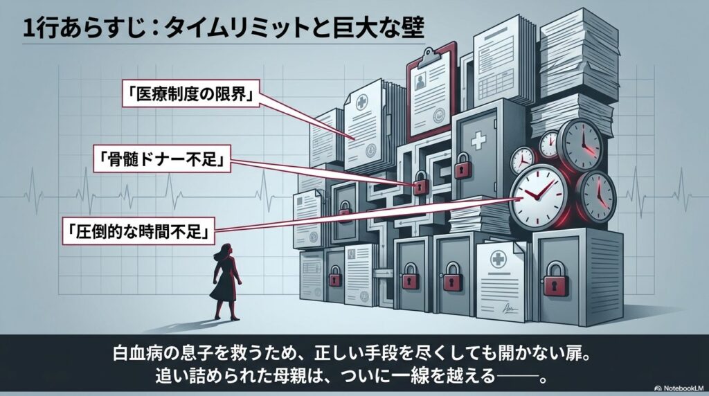 女性が大量の書類、時計、鍵のかかった扉の前に立たされているイラスト